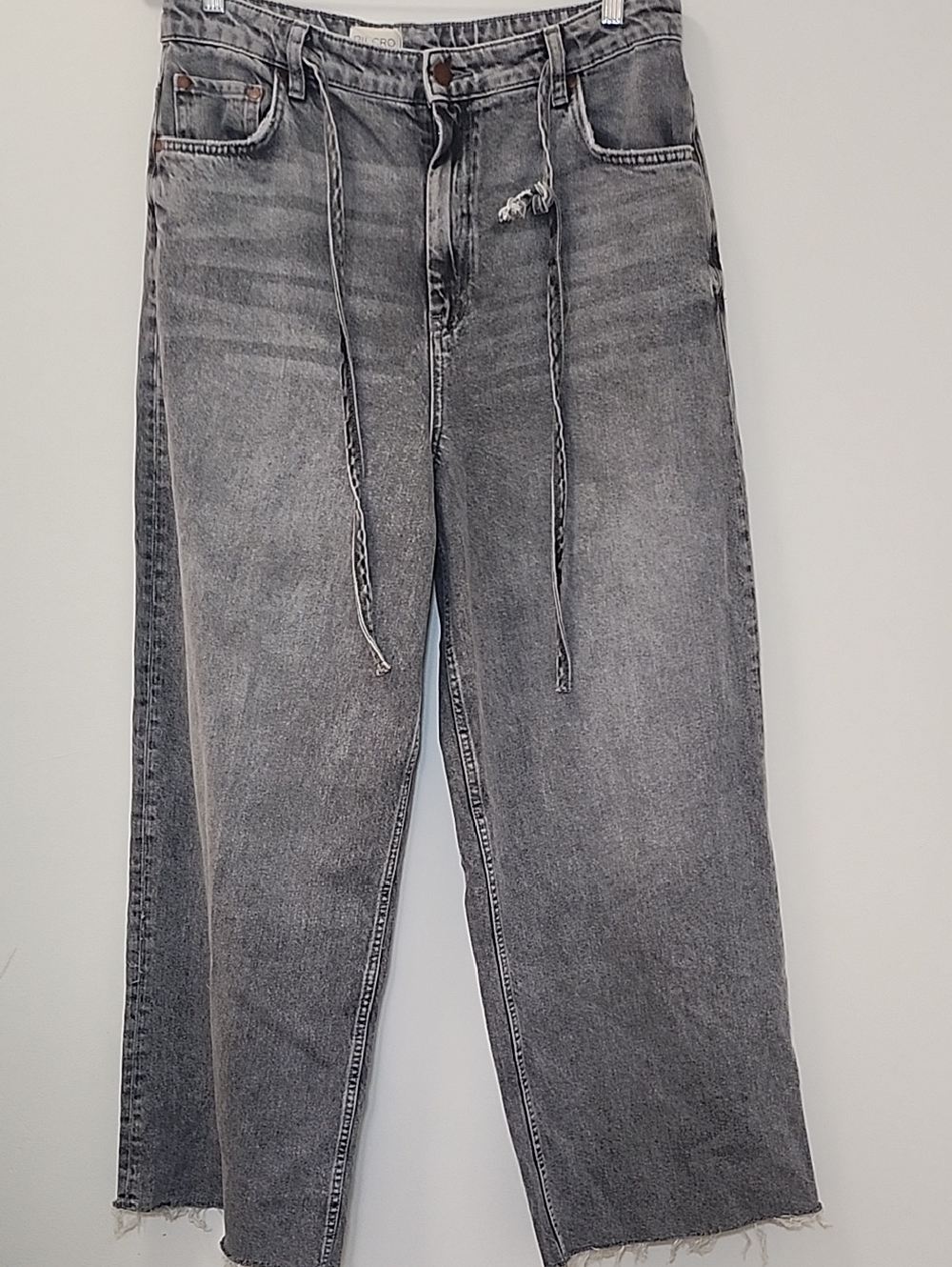 Anthro Pilcro High-Rise Wide-Leg Jeans Gray Charcoal Size 30 - Picture 4 of 16